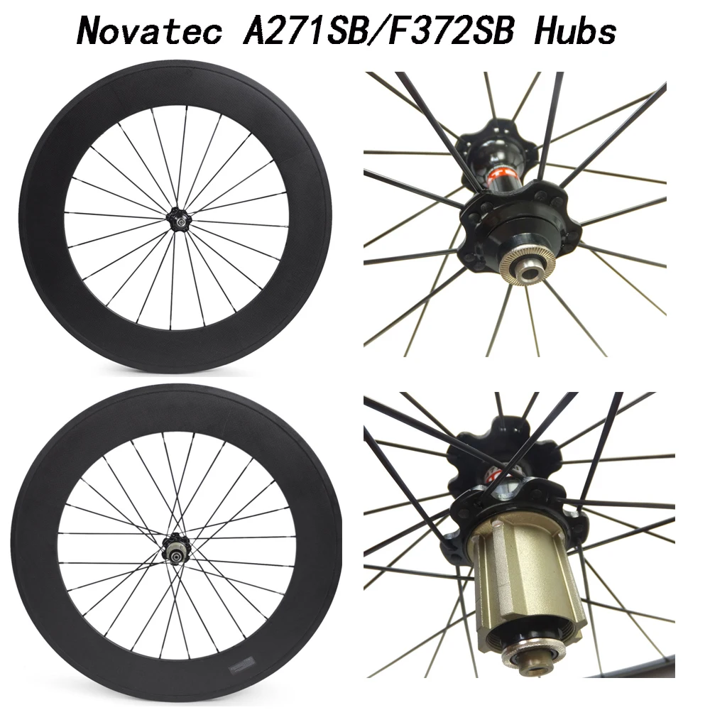 

OZUZ Novatec 271 372 Hub V Brake 88mm Deep Road Bike Carbon Fiber Wheels 23mm Wide Clincher Tubular Bicycle Wheelset 700C