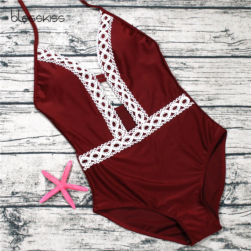 1 шт. женский слитный купальник с вязаным крючком и шнуровкой|bodysuit swim|swimwear