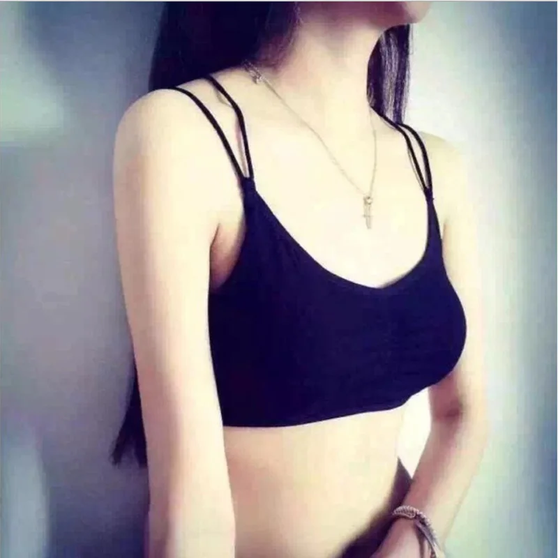 

Fashion Sexy Solid Color With Chest Pad Back Openwork Cross Straps Hollow Beauty Back Tube Top Bra Breathable Fabric Hollow Vest
