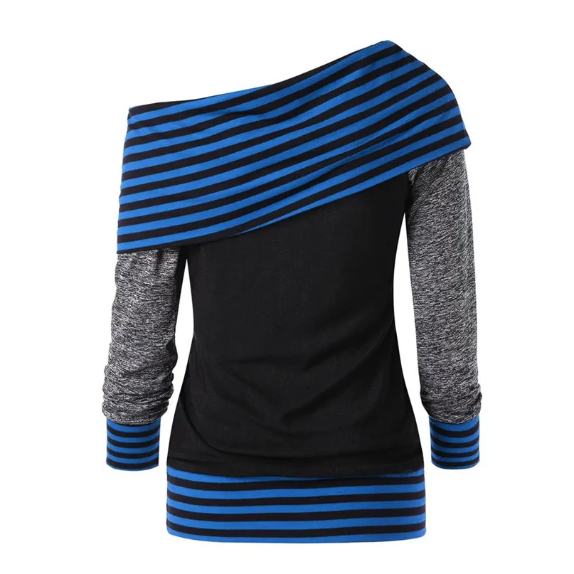 Running T-Shirts Women Blouse Striped sweater stitching scarf collar button top women's sweater Fitness long sleeve sportswear (8)