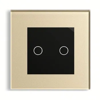 

Bseed 240v Touch Switch 2 Gang 1 Way Dimmable Switch With Crystal Panel Gold Touch Dimmer Eu Uk Us Au
