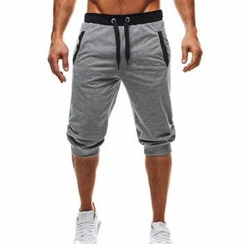 

Calf Length Casual Pants for Men 2018 Summer Mens Leisure Calf Length Cropped Pants Man Drawstring Joggers Baggy Streetwear Thin
