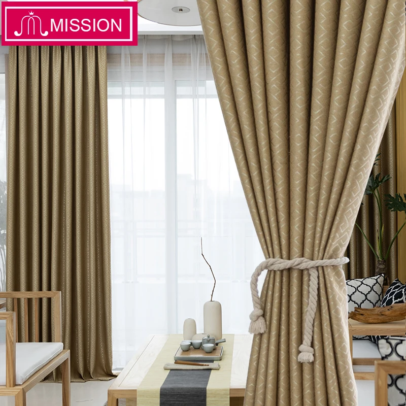 

MISSION Geometric Jacquard Thermal Insulated Room Darkening Curtain Blinds Panel for Bedroom Living Room Drapes Custom Made
