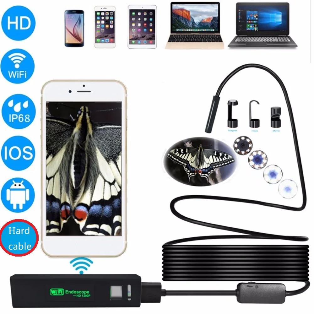 

LESHP 8MM Lens 2,3.5,5,7,10M hard cable usb endoscope camera mini waterproof endoscope wifi android ios inspection camera+gift