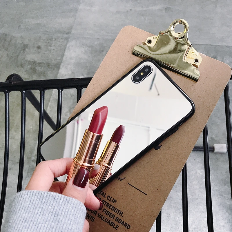 Черный зеркальный чехол для iPhone X XS MAX XR роскошный полный защитный телефона 6 6s 7 8