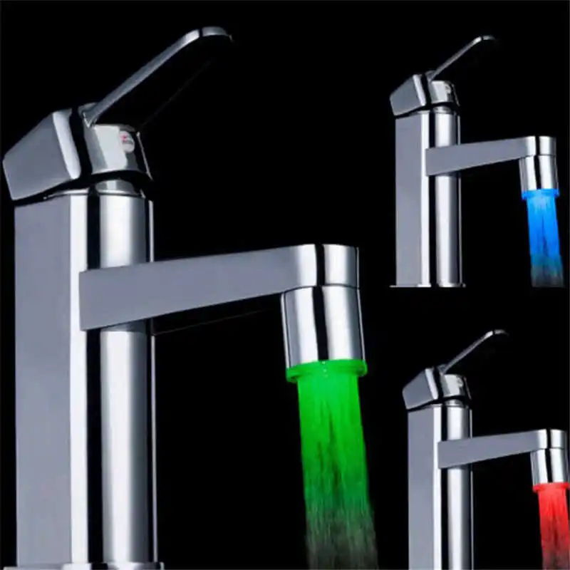 Светодиодный мини-светильник для водопроводного крана с датчиком температуры, 3 цвета, для кухни, ванной комнаты, легко установить кран#4A23
