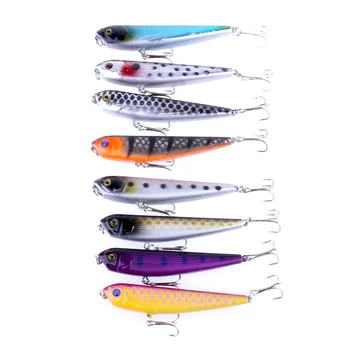 

fake fish fishing lures top water pencil lure 8pcs 8.5CM 9.8G-6# hooks pencil popper hard plastic fishing lure fish pencil case