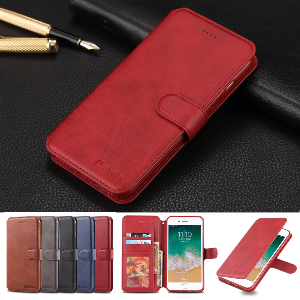 

Leather Wallet Case For iPhone Xs Max XR X 6 6S 7 8 Plus Flip Phone Case For iPhone 6 6S 7 8 Plus X XR XS MAX Case Coques Funda