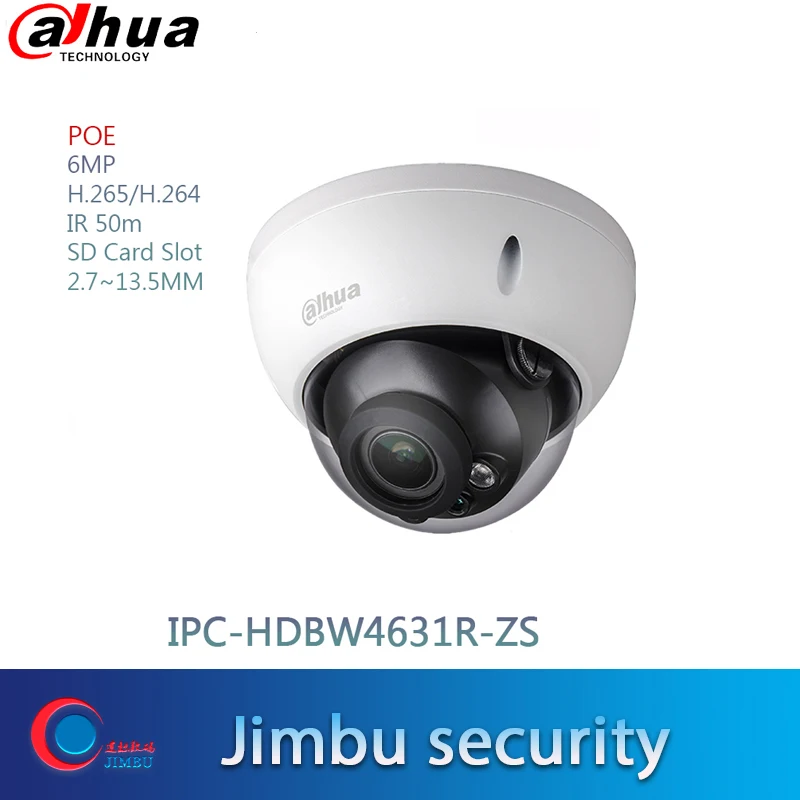 DAHUA 6MP H.265 POE IP камера IPC-HDBW4631R-ZS IR 50M IP67 2 7 ~ 13 5 мм моторизованный Лен Интеллектуальное