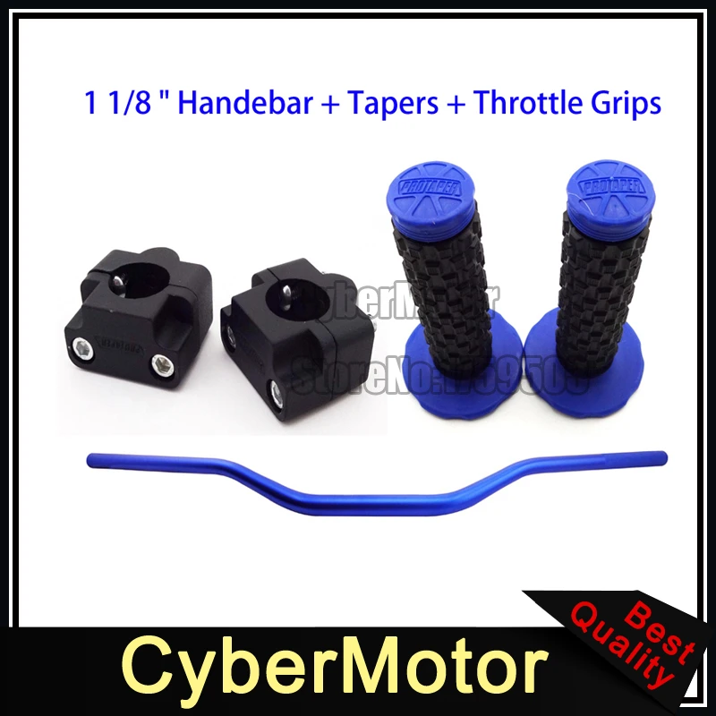 

Motocross 28mm 1 1/8'' Fat Handlebar Throttle Handle Grips Bar Risers Taper Clamp ATV Quad Pit Dirt Bike Blue