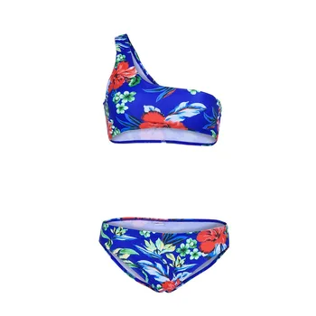 

FREE OSTRICH 2019 new women's comfortable tights sense one shoulder print split two-piece push-ups filled bra beachwear