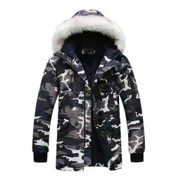 Зимние Для мужчин военный Камуфляжный принт искусственный меховой воротник куртка с капюшоном куртка для девочек; Бесплатная доставка