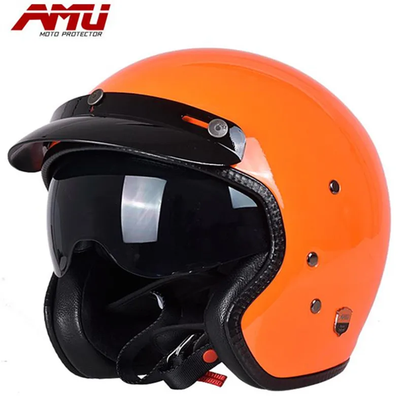 AMU A6 nieuwe ultralichte glas staal halve helm motorhelm scooter helm