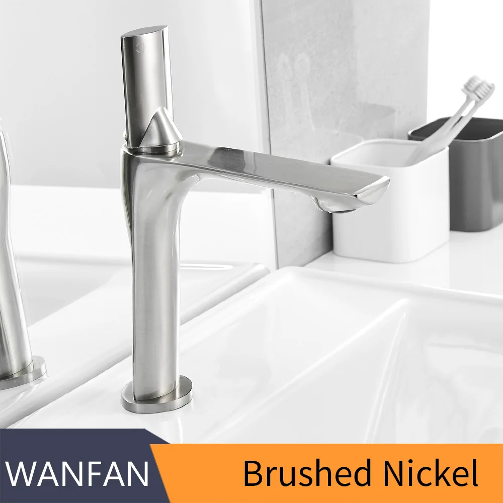 Brush Nickel Смеситель для раковины, современный черный кран, кран для ванной комнаты, кран для раковины, кран с одной ручкой, на бортике, смеситель для горячей и холодной воды, кран 855005WL - Цвет: Brush Nickel