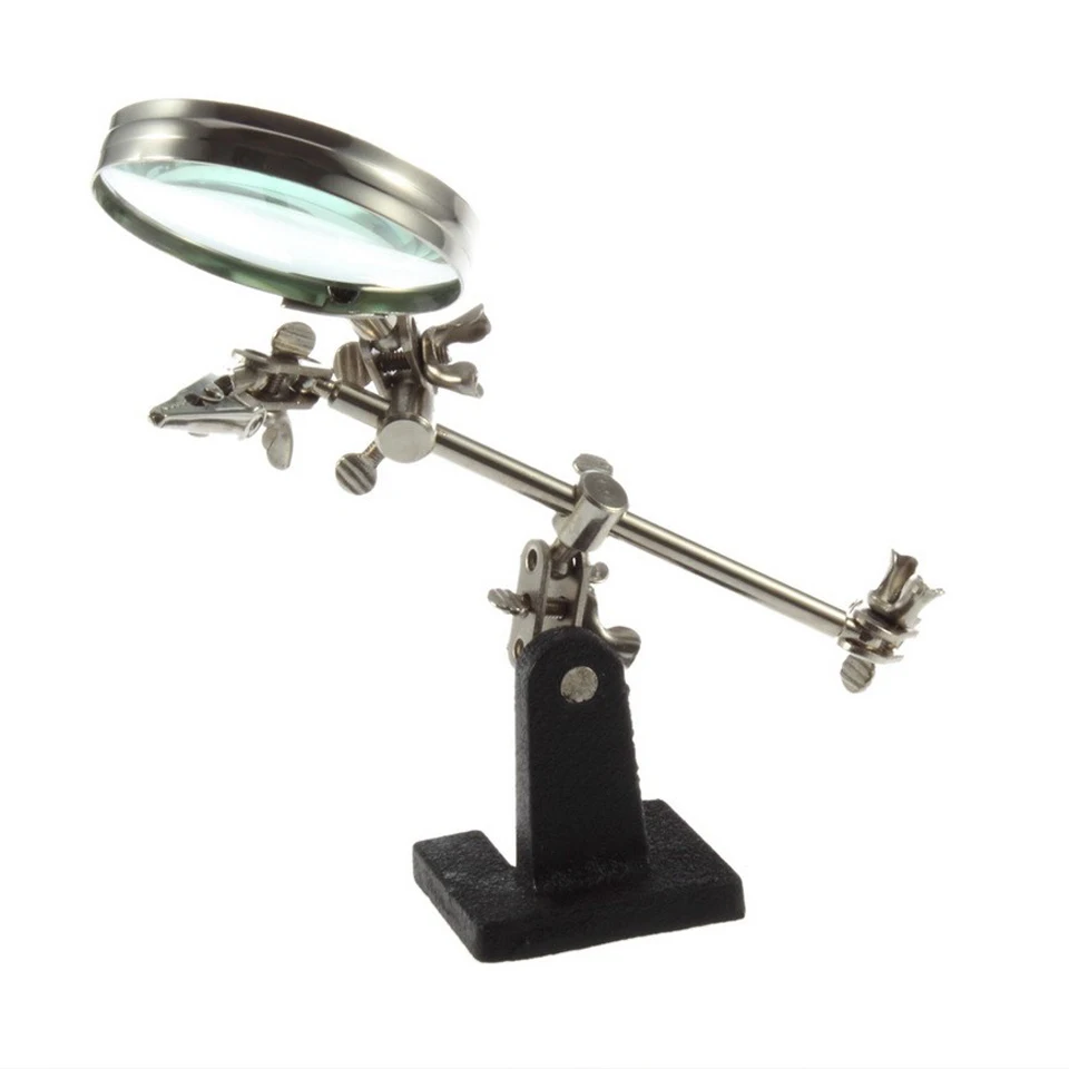 2.5X Desktop Magnifier Third Hand Soldering Iron Stand Helping Hands With Magnifying Glass Watch