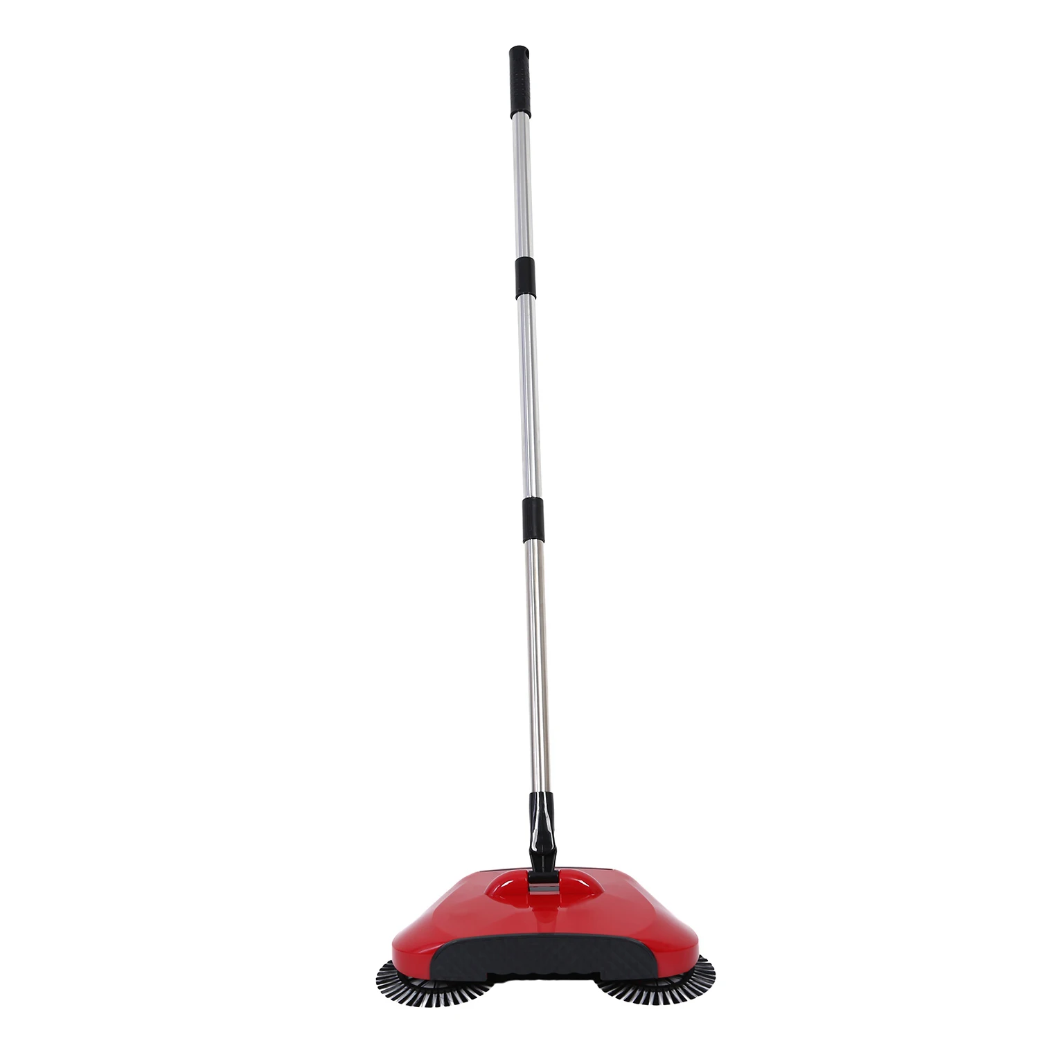 Stainless Steel Sweeping Machine Push Type Hand Push Magic Broom Dustpan Handle Household Cleaning Package Hand Push Sweeper M - Color: Red