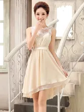 Knee-length Tiered Jewel Net Neck Appliques Bridesmaid Dresses 2016 New Popular Wedding Party Dress