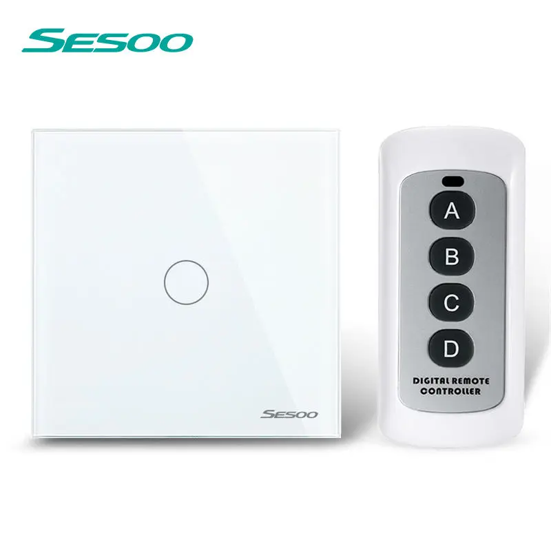 SESOO Remote Control Switch 1 Gang 1 Way ,White,RF433 Smart Wall Switch, Wireless remote control