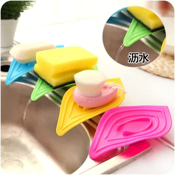 

multifunctional slip ring leaves soap box drain and clean soap dishes kitchen sink sponge holder
