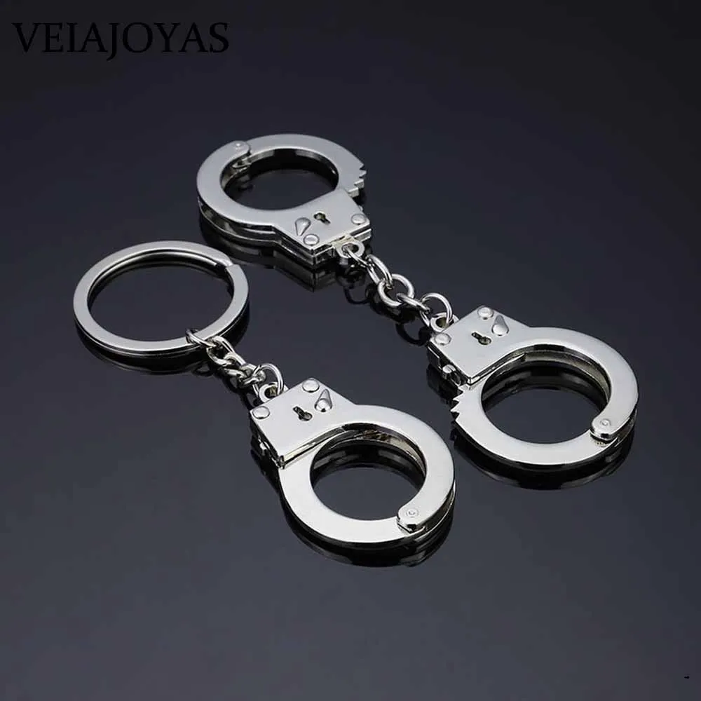 10pcs/lot Creative Mini Handcuffs Keychain Stainless Steel Keyfob Keyring Punk Gift Women