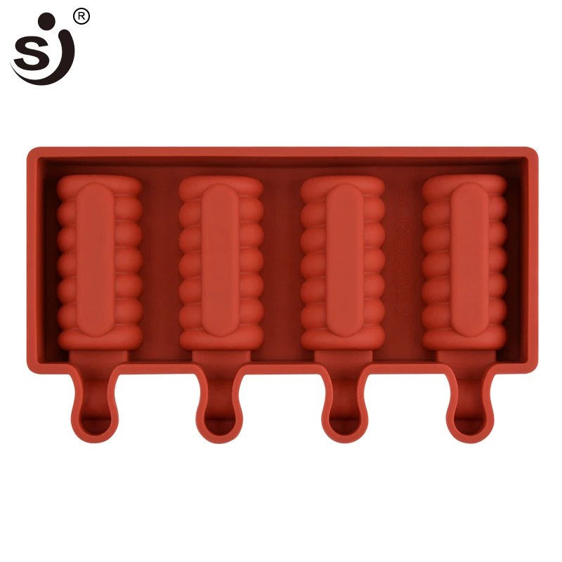 SJ аппарат для производства мороженого 4 полости силиконовые формы мороженое Форма эскимо формы Холодильная камера мороженое хлопки с палочек для фруктового мороженного