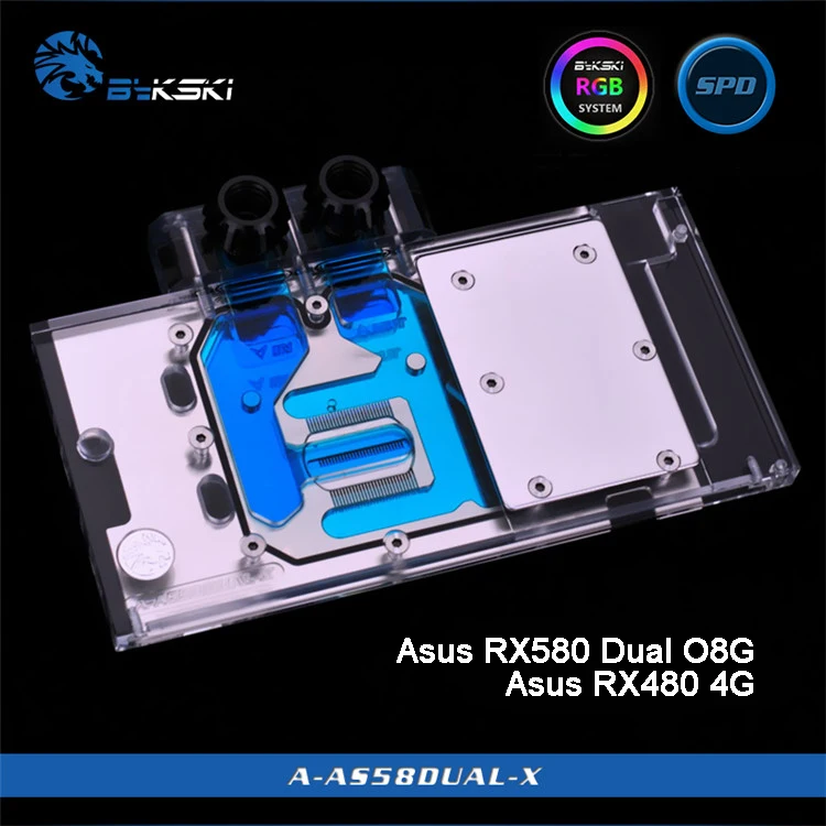 Bykski A AS58DUAL X полноэкранная Графическая карта блок водяного охлаждения для Asus RX580