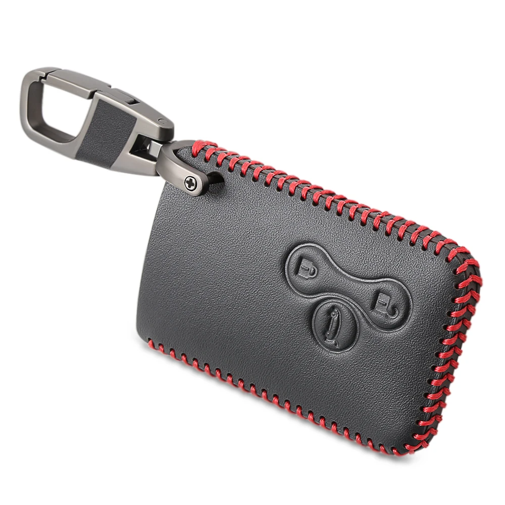 

3 Buttons Leather Car Keys Keychain Cover Fob Cases For Renault Megane Scenic Clio Smart Keys Remote Controllers with Key Ring