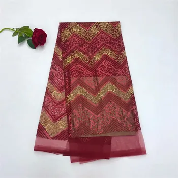 

African Tulle Lace High Quality African Sequin Lace Fabric The New Red Listing High Quality African Guipure Lace Fabric2018 H572