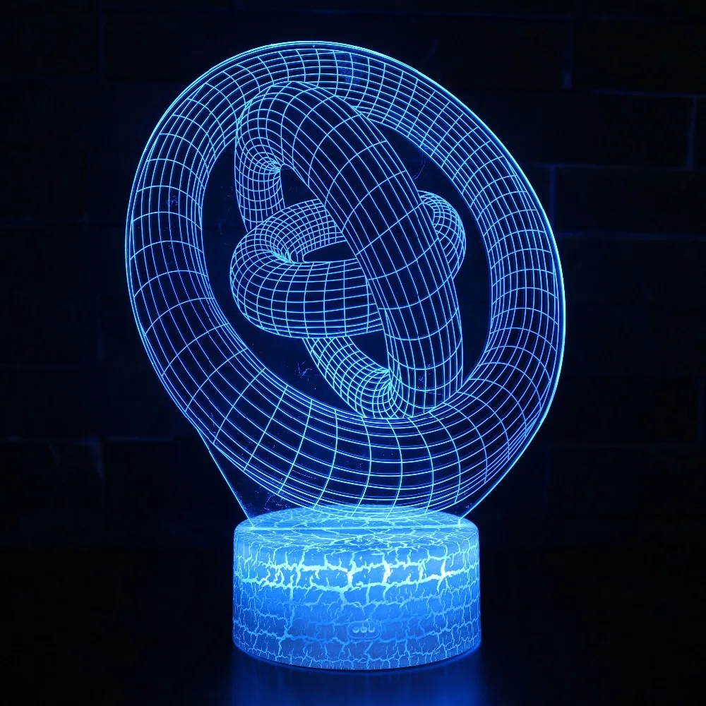 

Color Changeable 3 Circles Round LED 3D Illusion Visual Night Light Creative Bedroom Table Decoration Light Novelty Lamp Abajur