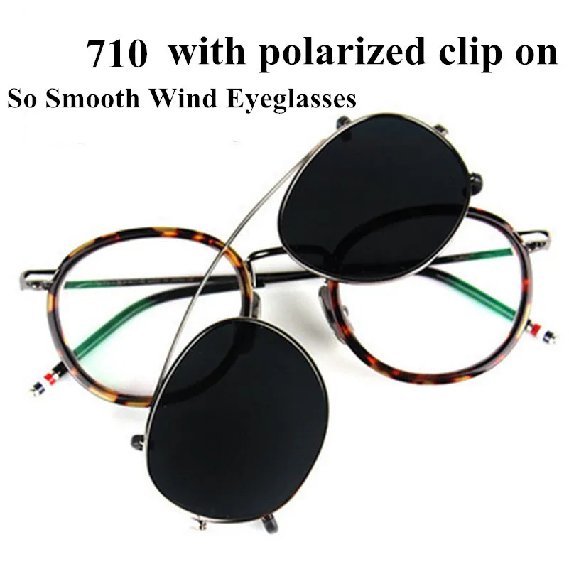 Cena Thom fashional okulary vintage rama dla mężczyzn i kobiet TB710 krótkowzroczność okulary spektakl z klips polaryzacyjny okulary z pudełkiem