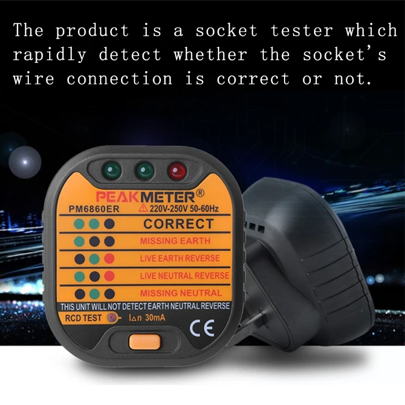 

AIMOMETER Power Socket Outlet Tester Automatic Polarity Checker Plug US/UK/UE 110/230V New