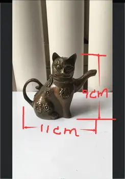 

Cute miniature rich cat modeling ancient jug kettle bronze statue