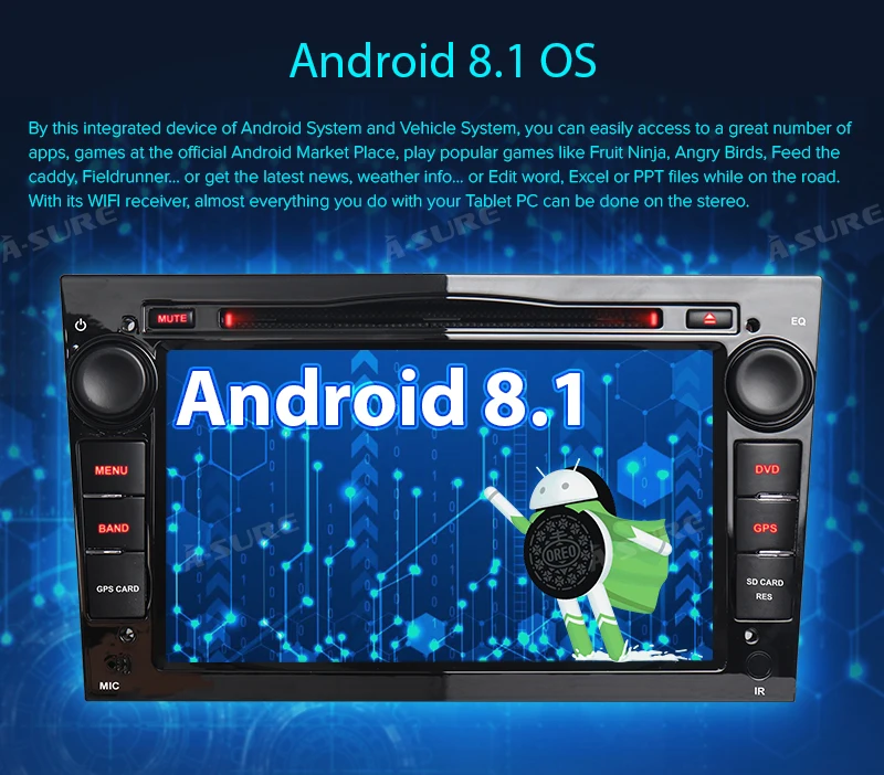 Flash Deal A-Sure 2 Din Android 8.1 Car Auto Radio GPS DVD Navigation For Vauxhall Opel Astra H G J Vectra Antara Zafira Corsa DAB 4G WIFI 12