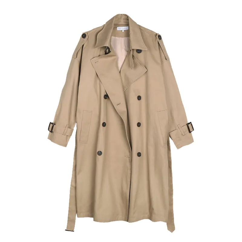 Taille Manteau Double Femelle Lâche Longue Coréenne Cravate Kaki Au Boutonnage Paragraphe 2017 Britannique azSTwBqnB