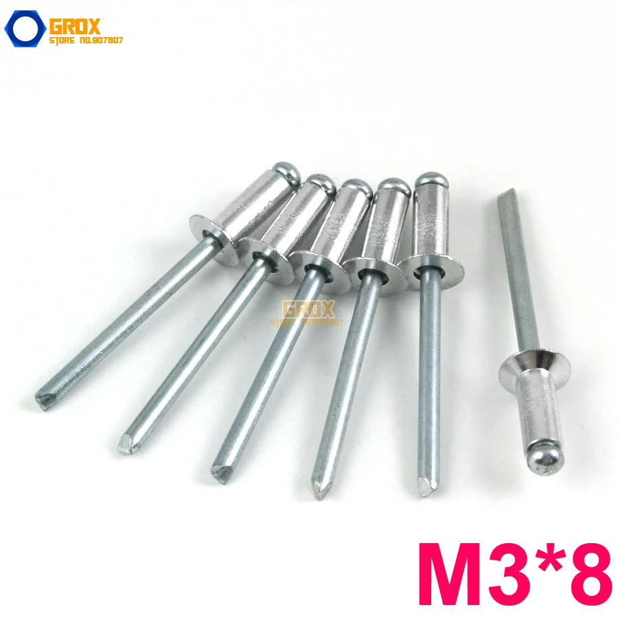 100 Pieces M5*10 Aluminum Blind Rivet Pop Rivet Dome Head Open End Black