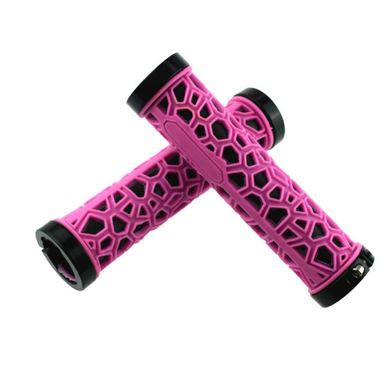 Противоскользящие велосипедные ручки для горного велосипеда с фиксированной передачей Велосипед с двойным замком - Цвет: Pink