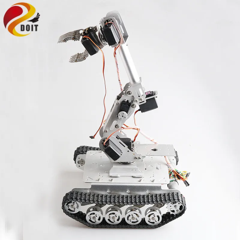  SZDOIT Wifi/Bluetooth/Handle Control 8DOF Metal Robot Arm With Gripper+Smart Tank Chassis Kit Robot - 33056337284