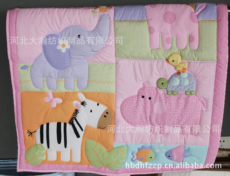 100 Cotton Baby Bedding Set Embroidery Elephant A Zebra Monkey A