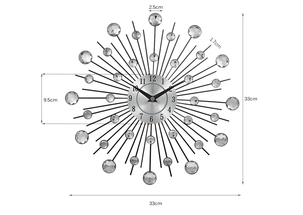 Декоративные хрустальные настенные часы Sunburst металлические Креативные Часы для домашнего декора диаметр 13 дюймов