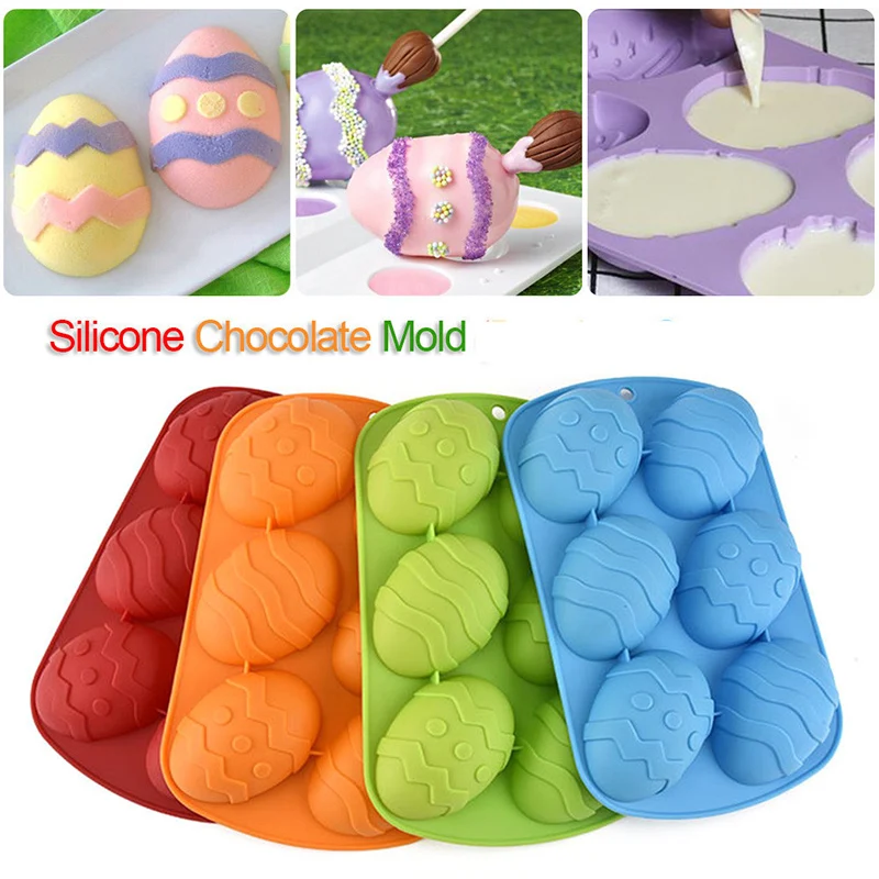 6 Cavity Easter Eggs Silicone Handmade Soap Mold Chocolate Mold Cakes