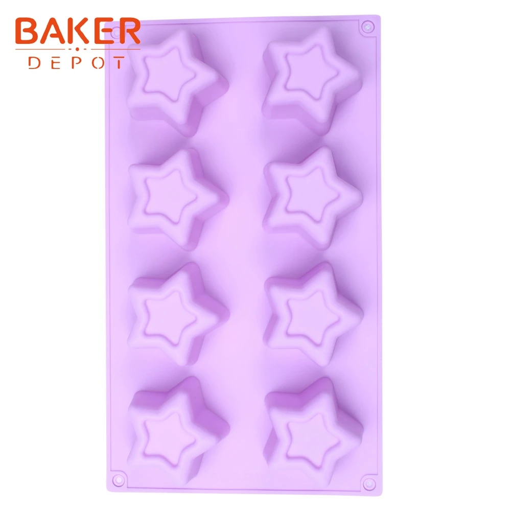 BAKER DEPOT звезда силиконовые формы для пудинга и желе, форма для выпечки мыла, торта, формы для выпечки хлеба, печенья, Кондитерские инструменты для выпечки десерта, 8 отверстий