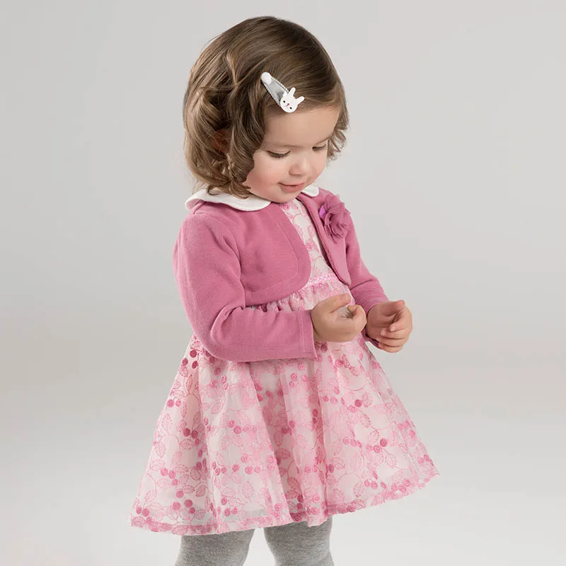 Dave bella/весеннее трикотажное платье для маленьких девочек модное праздничное платье с цветочным рисунком для дня рождения Одежда для маленьких детей