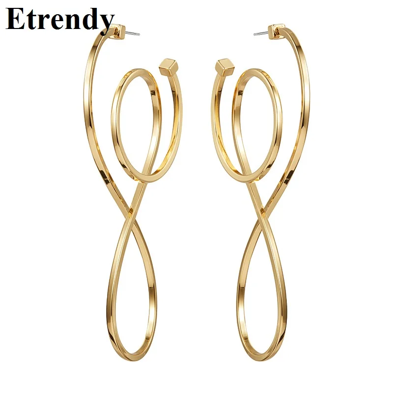 

New Fashion Musical Notes Big Earrings For Women Party Personality Long Drop Statement Earrings Trendy Jewelry Gold-Color Bijoux