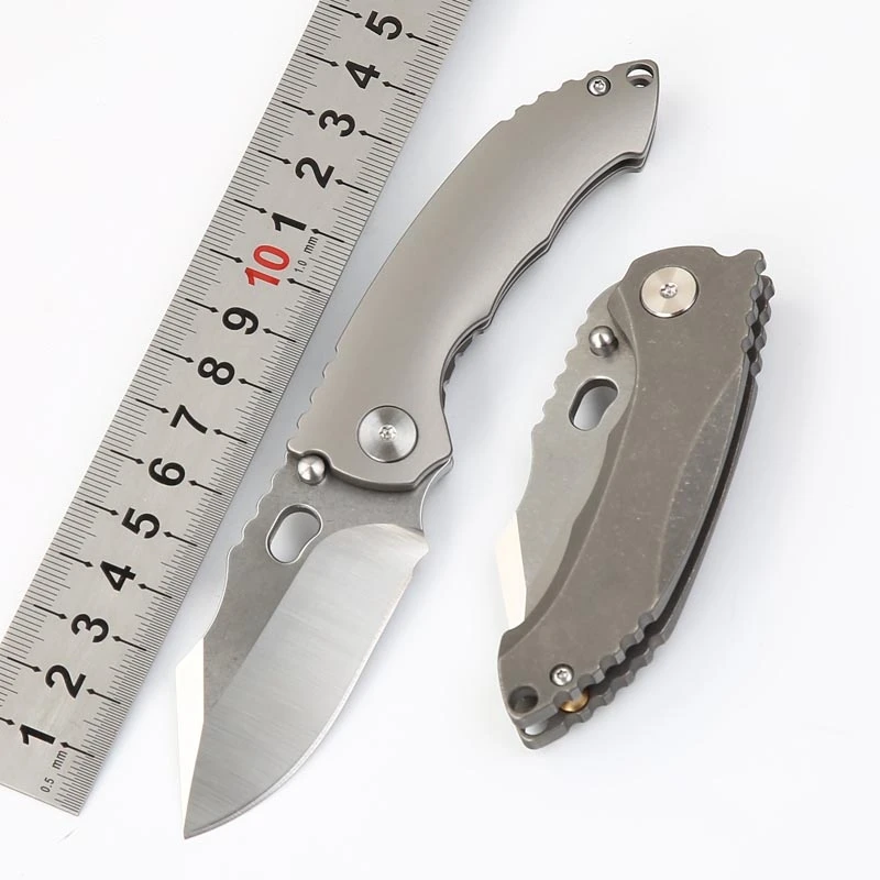 

MIKER Made original Hobbit Titanium handle ball bearing D2 blade camping hunting knives EDC tool folding dinner kitchen knife