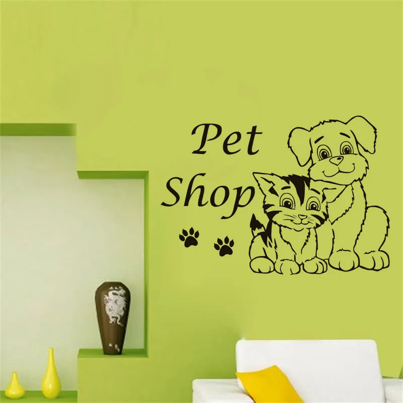 Pet Shop Cats And Dogs Wall Stickers Cartoon Pet Shop Dogs And Cats