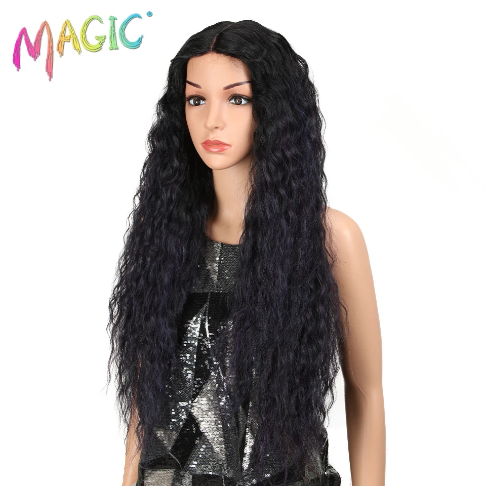 Магические волосы 28 дюймов мягкие длинные кудрявые парики I парик на кружеве для черных женщин синтетические волосы термостойкие парики для женщин