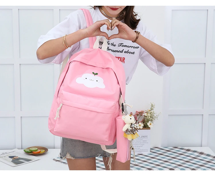 Модные школьные сумки для девочек, холщовые рюкзаки, 5 шт./компл., Повседневные детские школьные сумки женские рюкзаки для подростков, школьные сумки для девочек