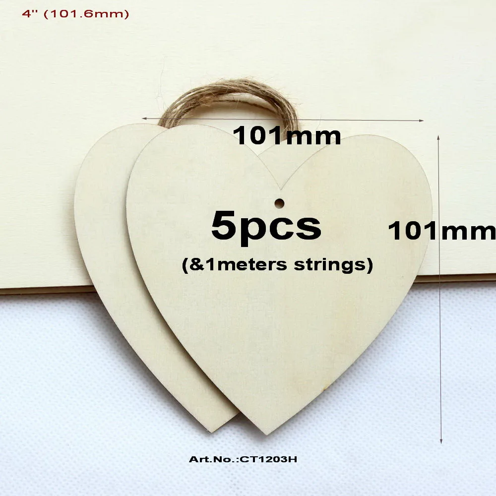 Механическая блокировка 63 мм/76 мм/101/mm/120 мм необработанные из натурального дерева силуэты сердечек поделки любовь Форма с Hole-CT1203 - Цвет: 101.1 MM(4.0 In)5pcs