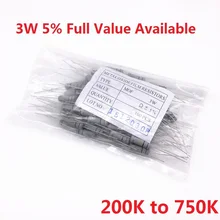 200 шт. 3 Вт оксид Carbom металлический пленочный резистор 200 K/220 K/240 K/270 K/300 K/330 K/360 K/390 K/430 K/470 K/510 K/K к/560 к/620 к/680 к/750 к/Ом 5