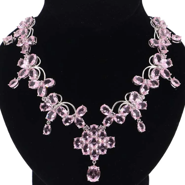 

Gorgeous London Blue Topaz, CZ Woman's Gift 925 Silver Necklace 18 inch 40mm